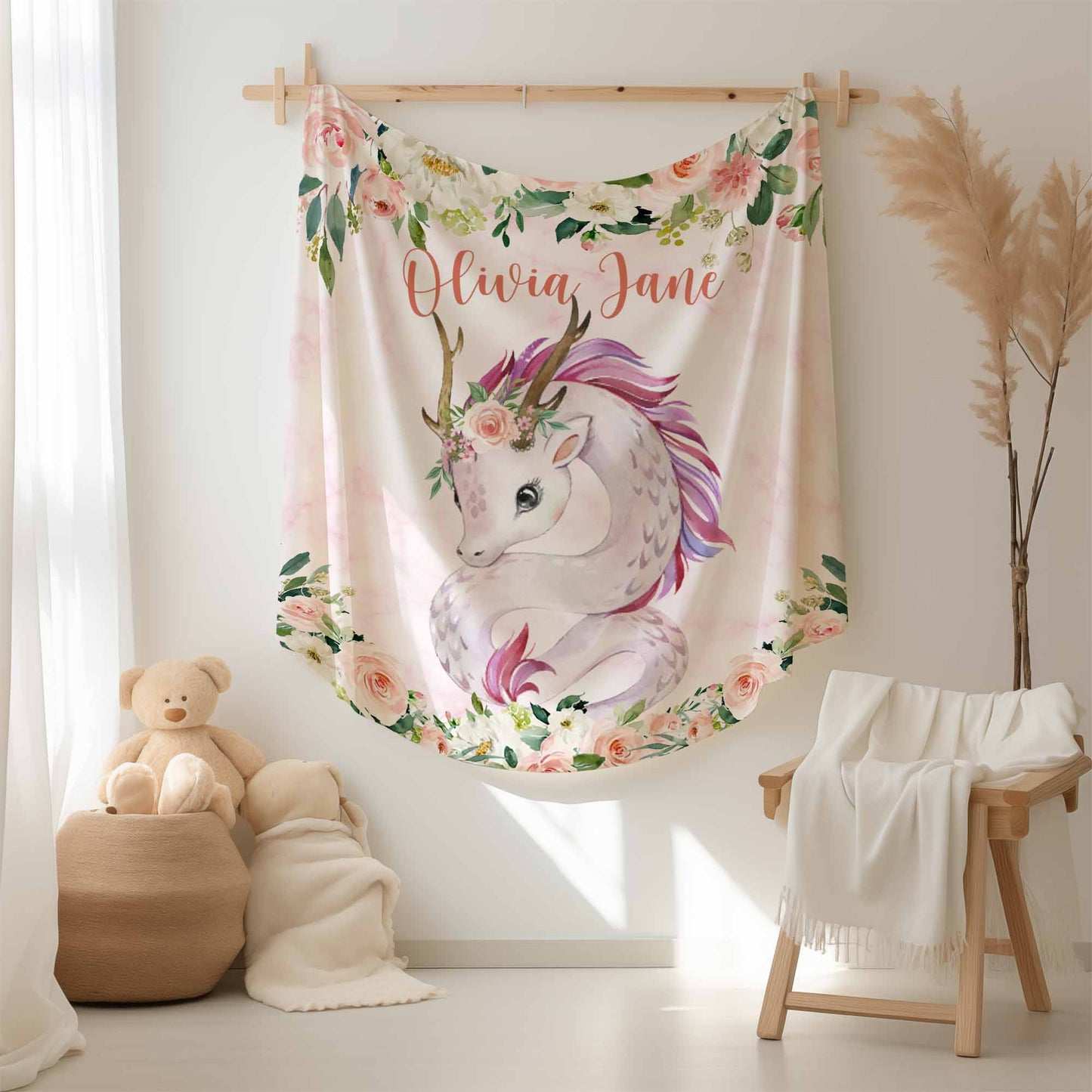 Dragon Rose Floral Blanket