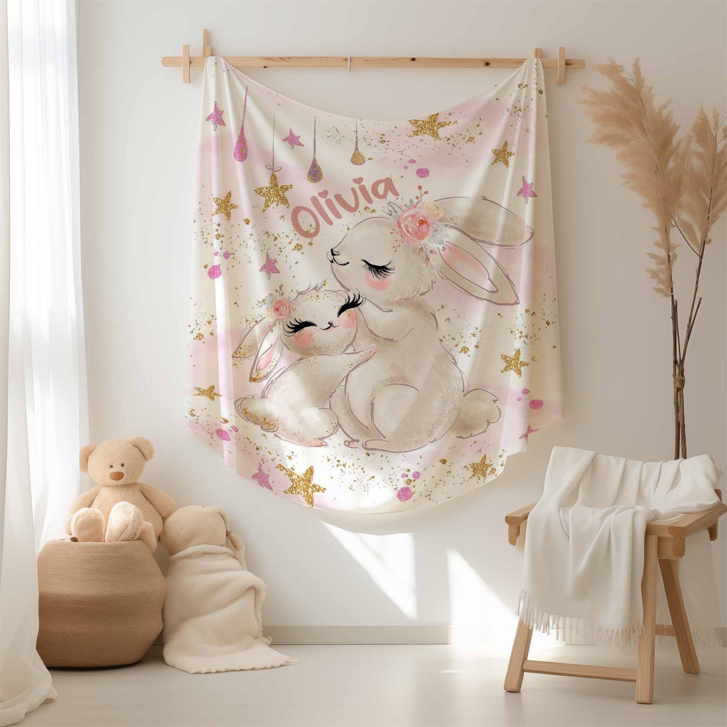Mom And Baby Bunny Blanket