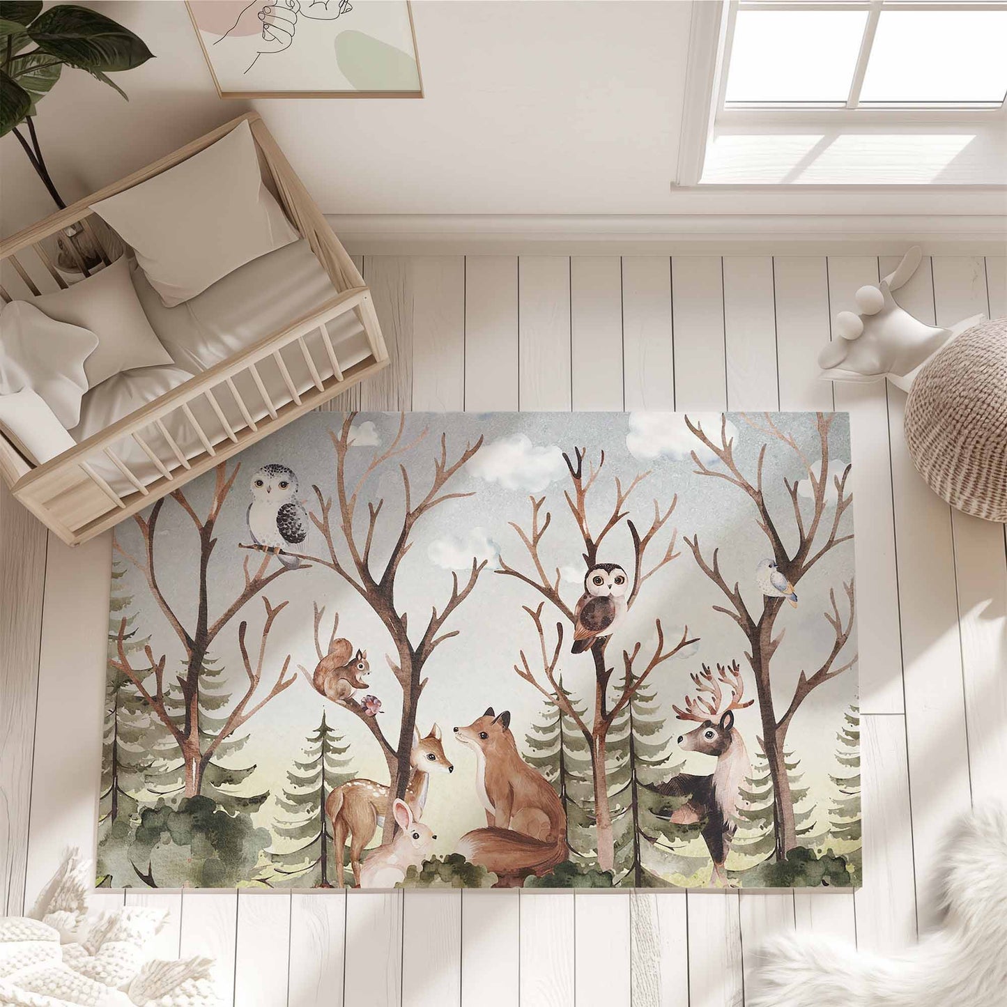 Woodland Animals Nursery Rug