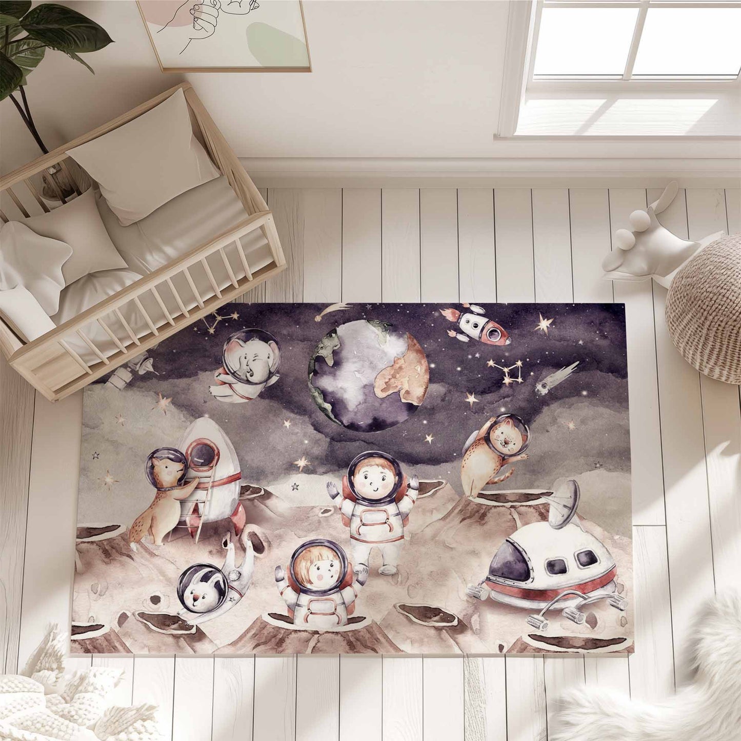 Astronaut Space Nursery Rug