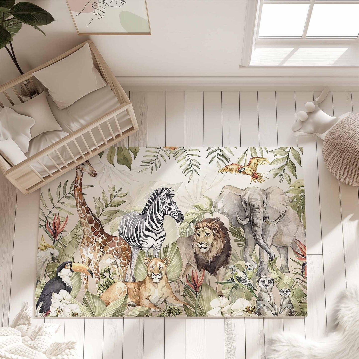 Safari Animals Kids Playroom Rug