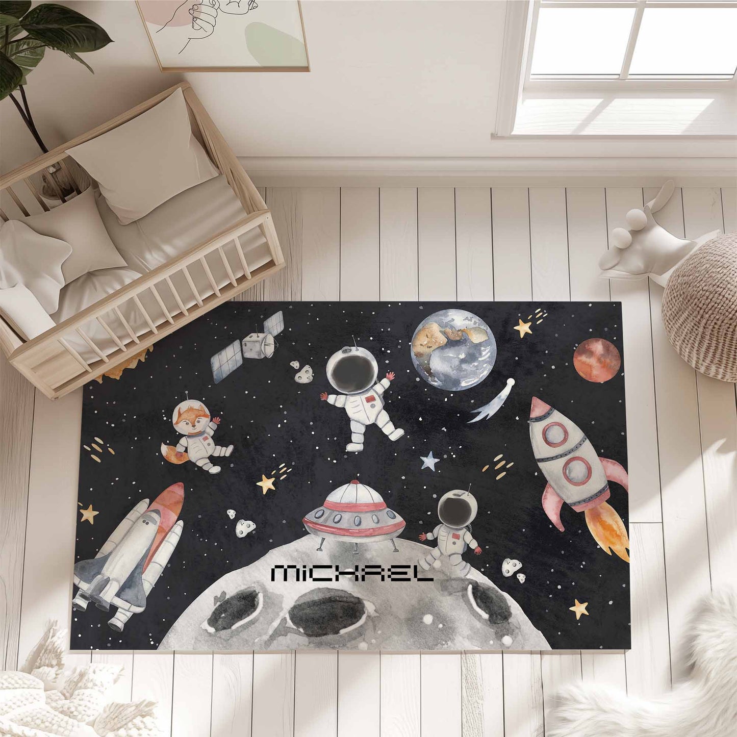 Space Astronaut Playroom Rug