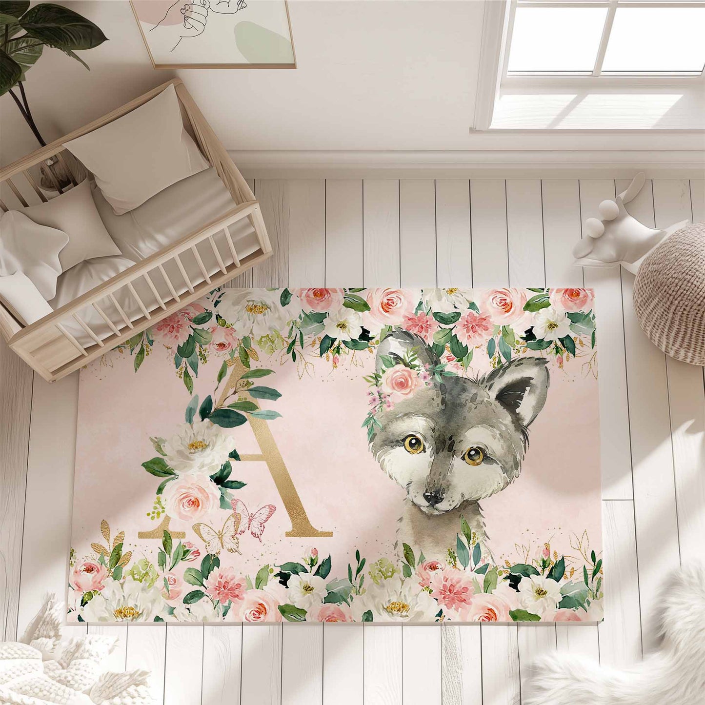 Wolf Rose Floral Rug