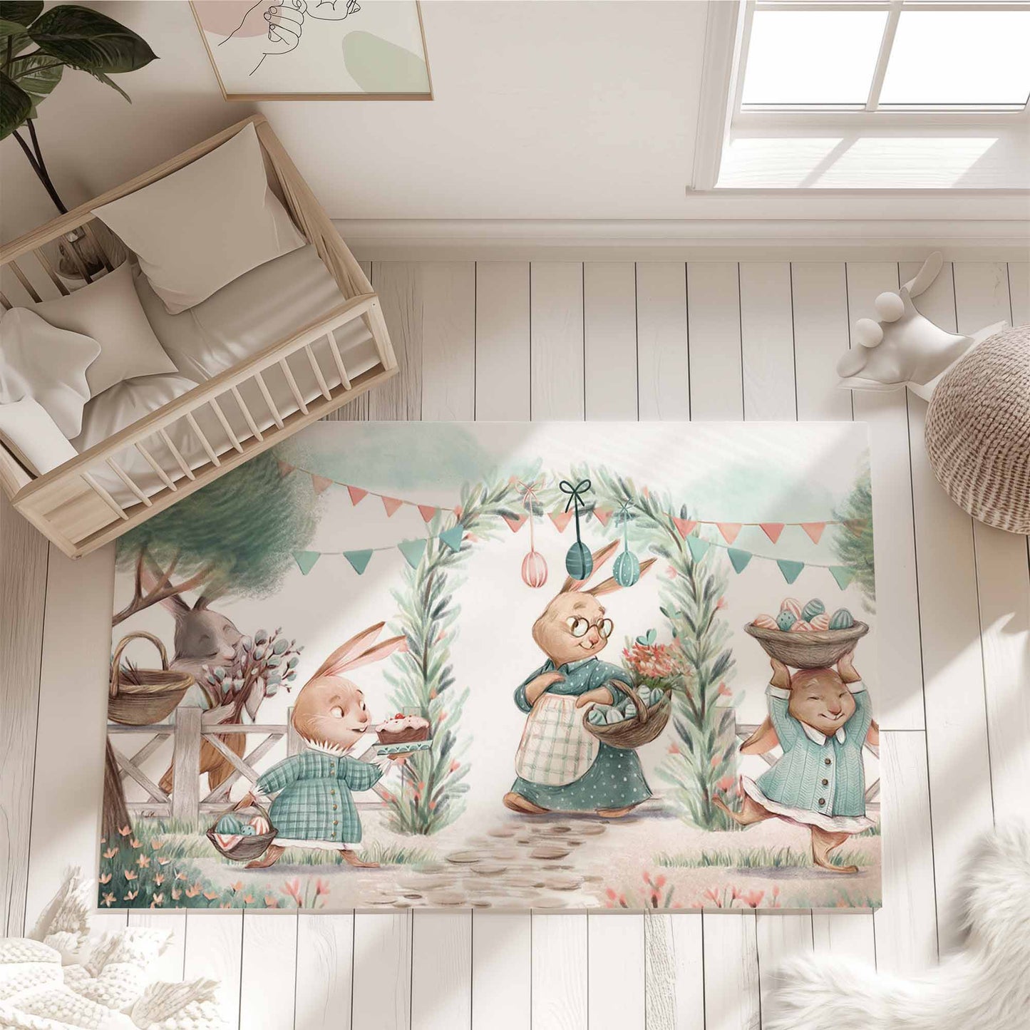 Bunny Family Nursery Rug