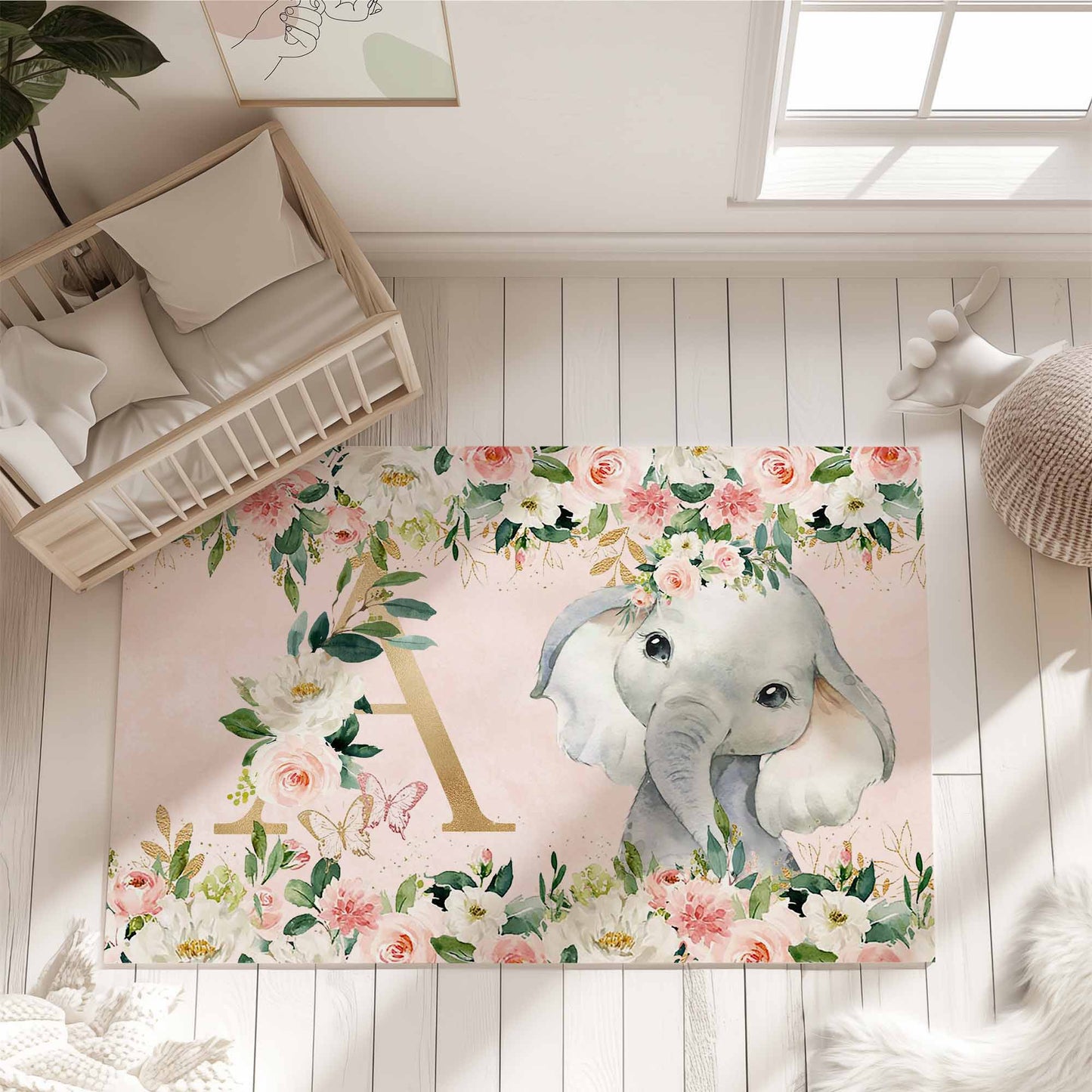 Elephant Rose Floral Rug