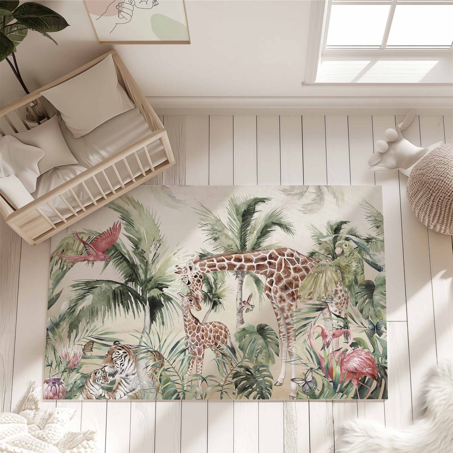 Safari Animals Kids Playroom Rug