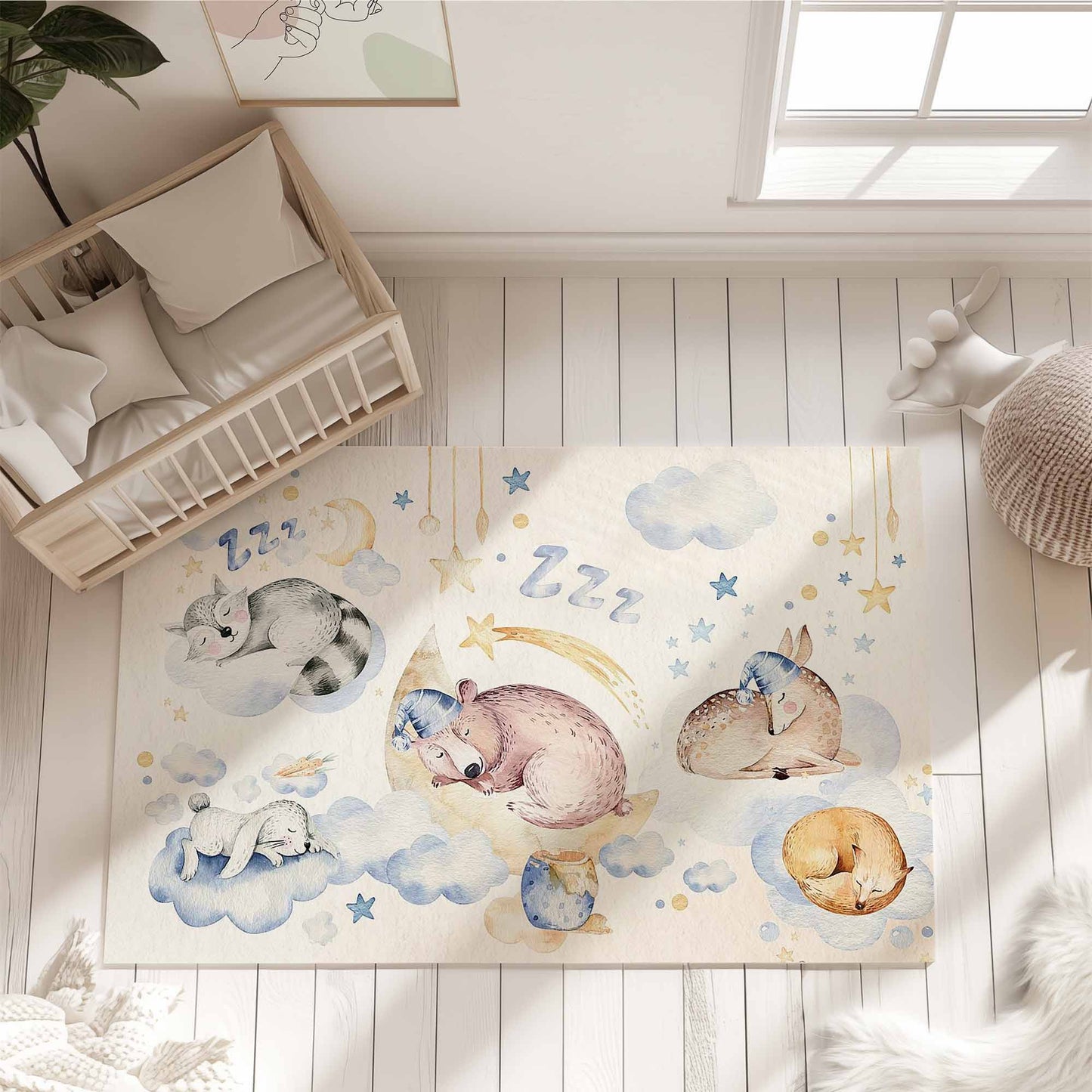 Sleeping Animals Nursery Rug