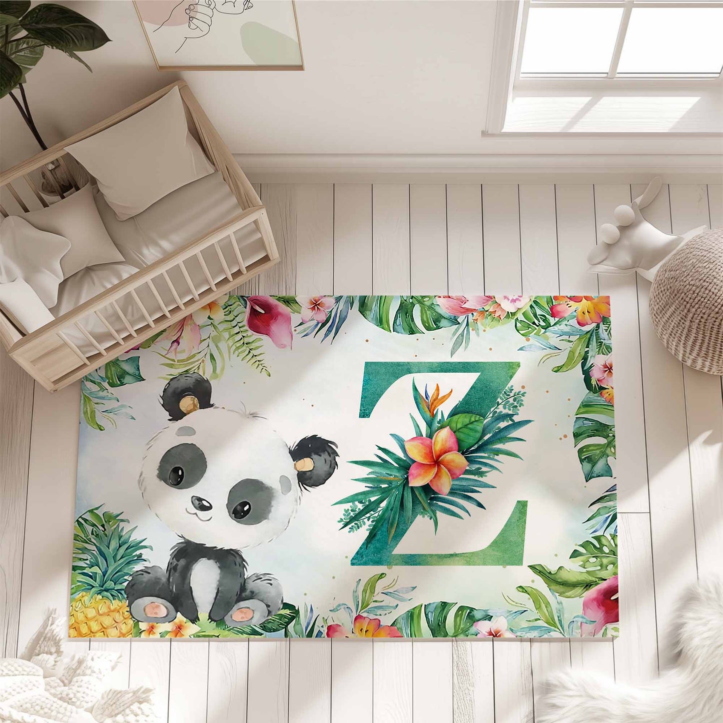 Tropical Panda Nursery Rug