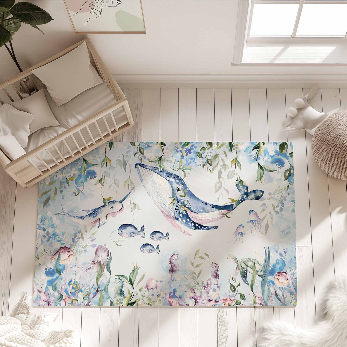 Ocean Whale Nursery Rug