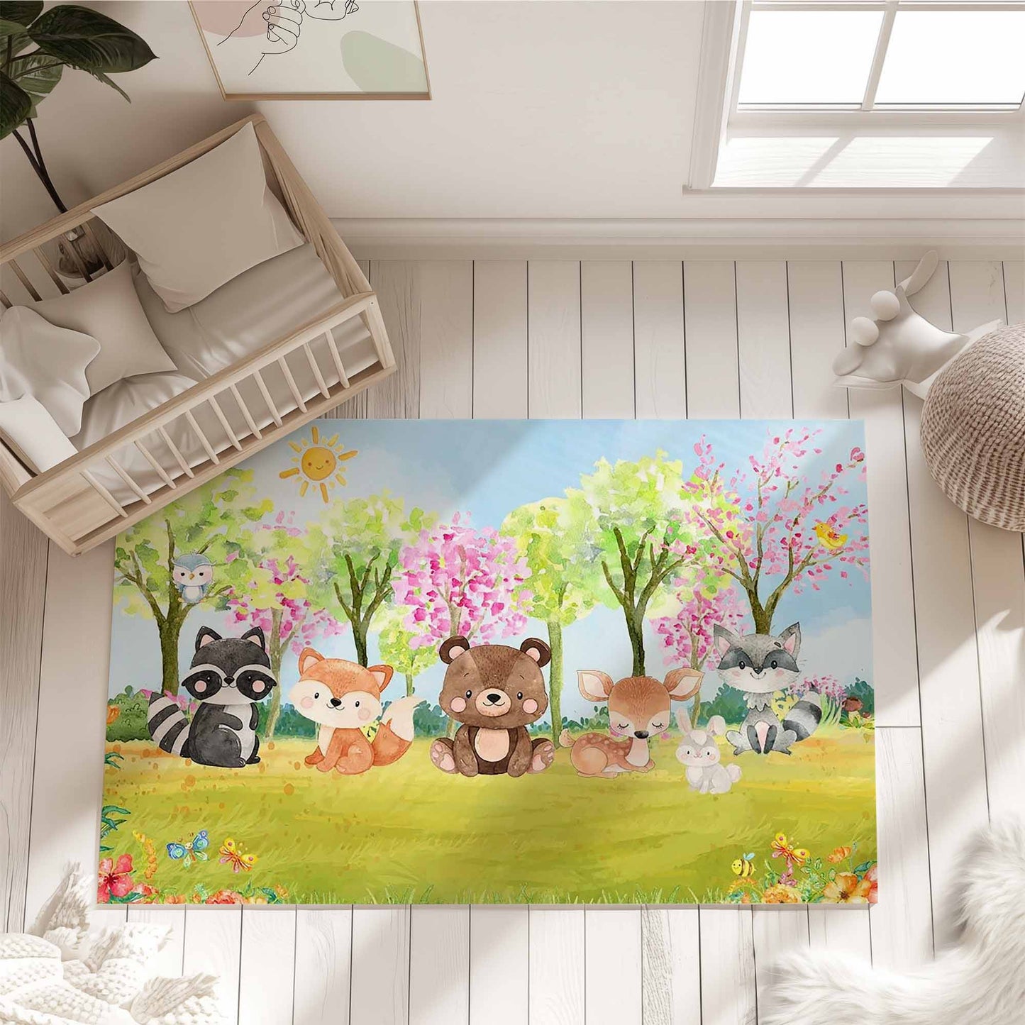 Woodland Animals Nursery Rug