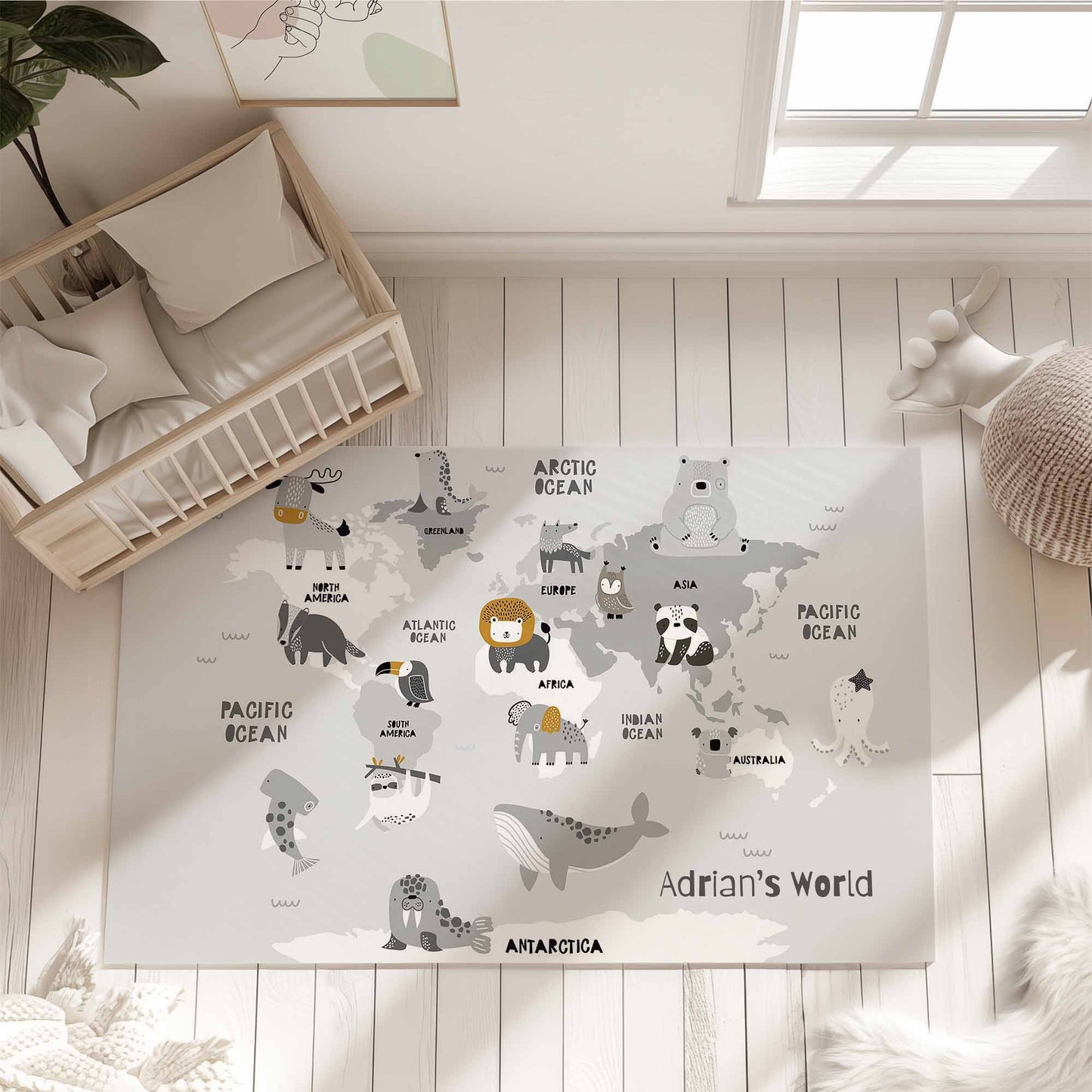 Animal World Map Rug