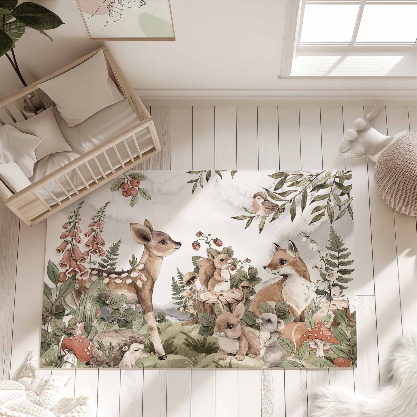 Woodland Animals Nursery Rug