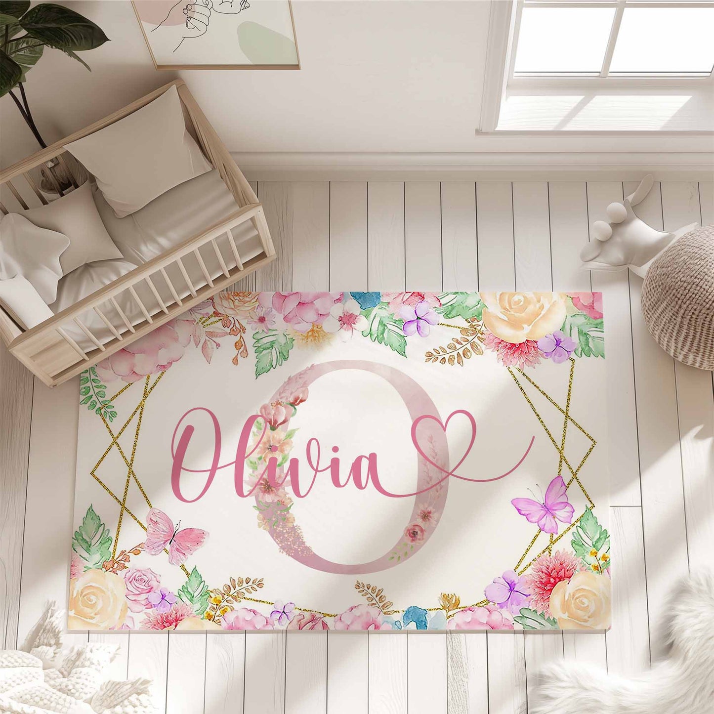 Floral Custom Name Rug