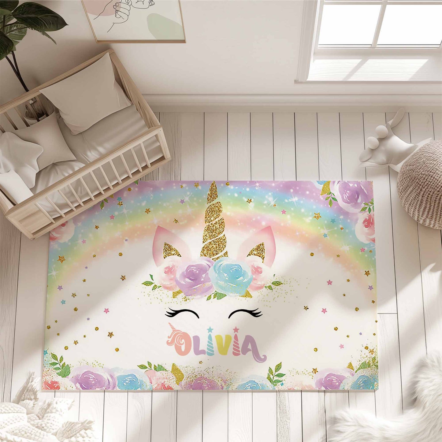 Rainbow Unicorn Nursery Rug