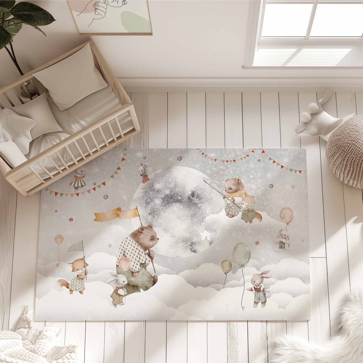 Moon Space Animals Rug