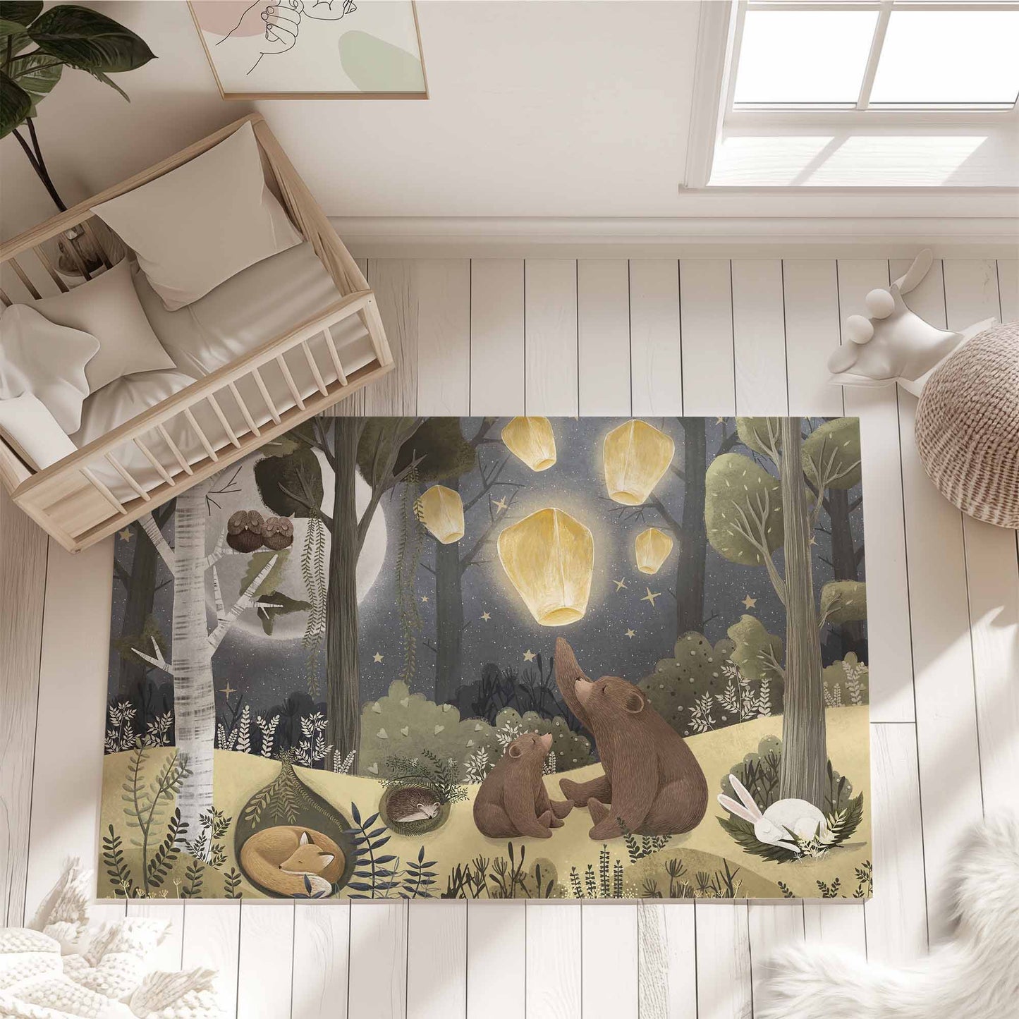 Woodland Bear Nursery Rug