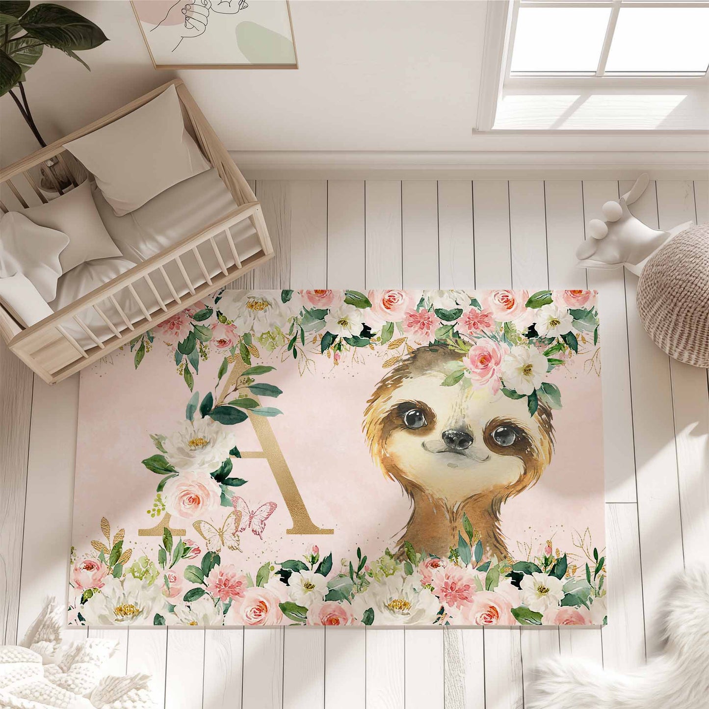 Sloth Rose Floral Rug