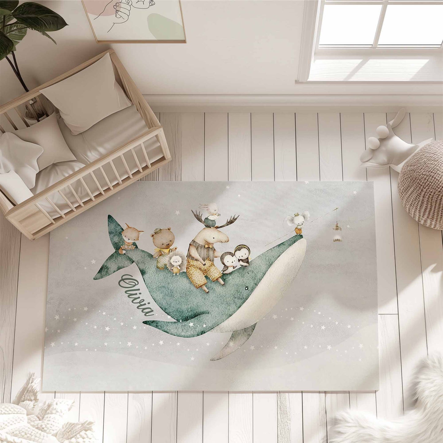 Whale and Friends Nursery Rug