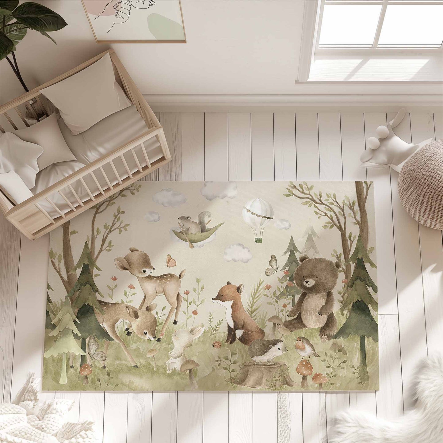 Woodland Animals Nursery Rug