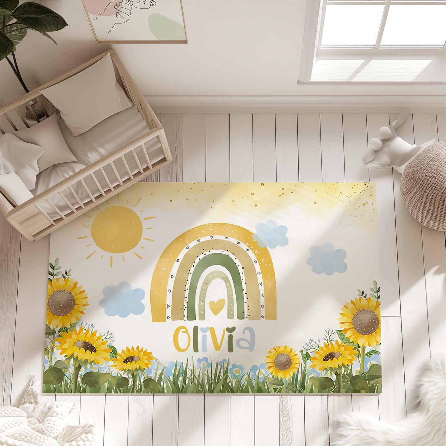 Sunflower Rainbow Nursery Rug