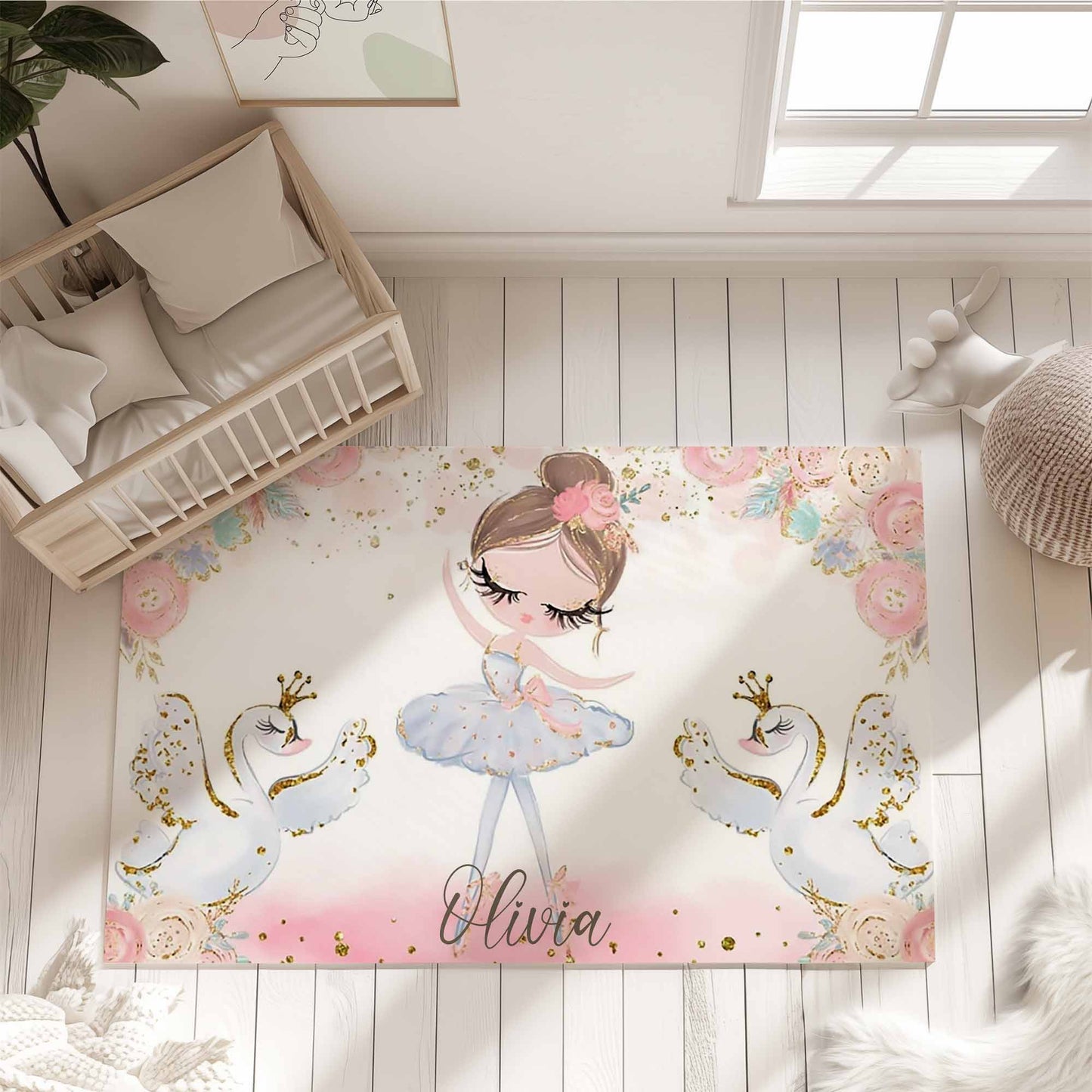 Swan Lake Ballerina Nursery Rug