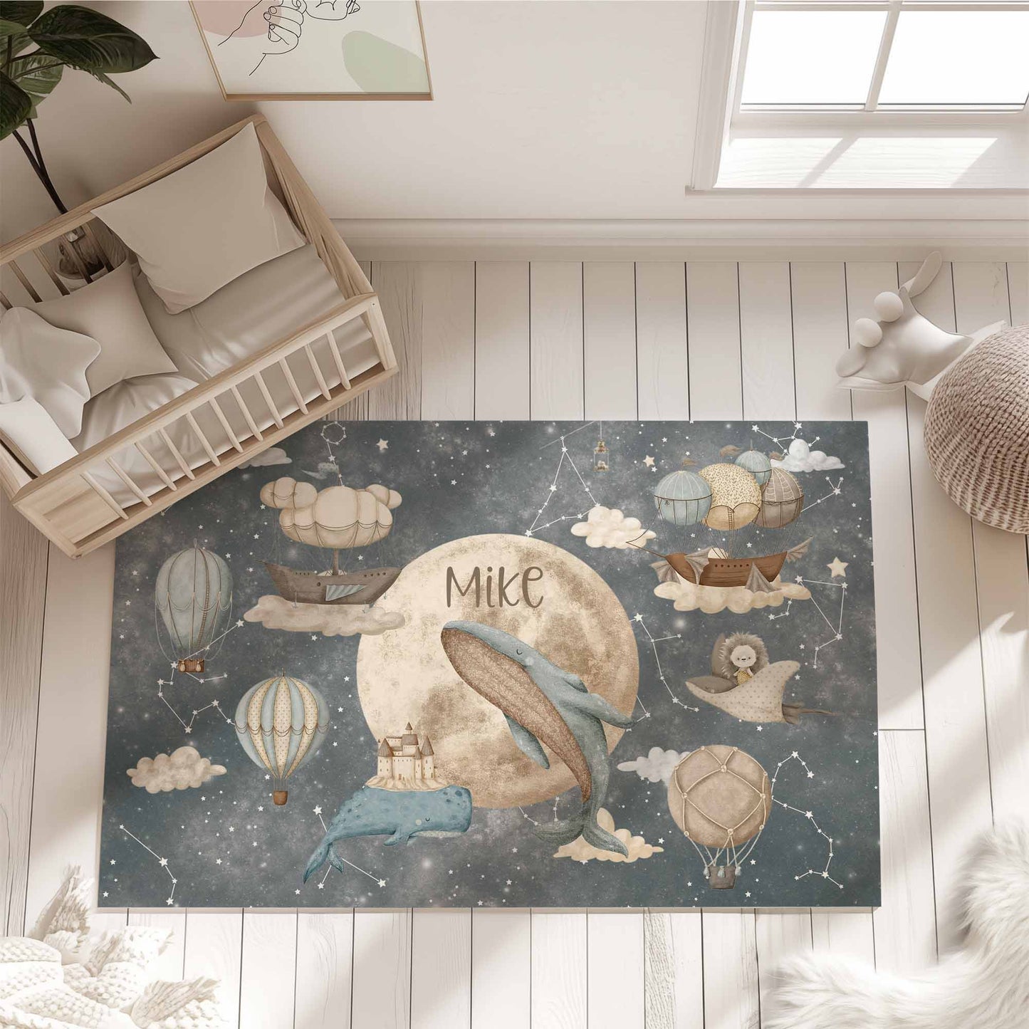 Whale Moon Nursery Rug