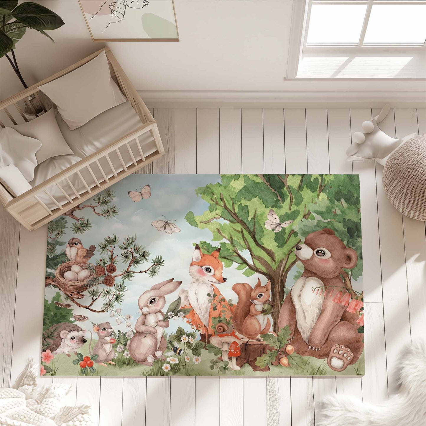 Woodland Animals Nursery Rug