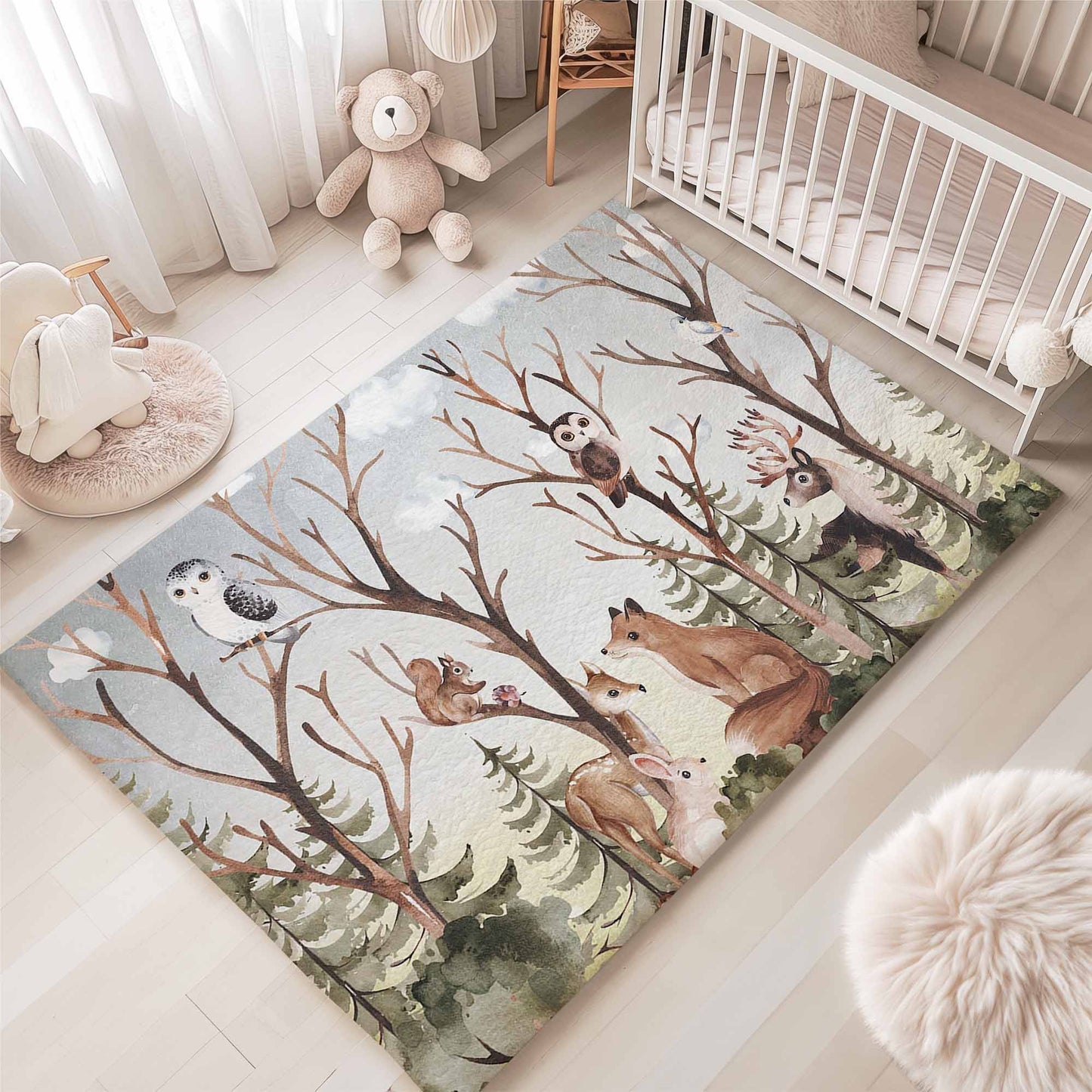 Woodland Animals Nursery Rug