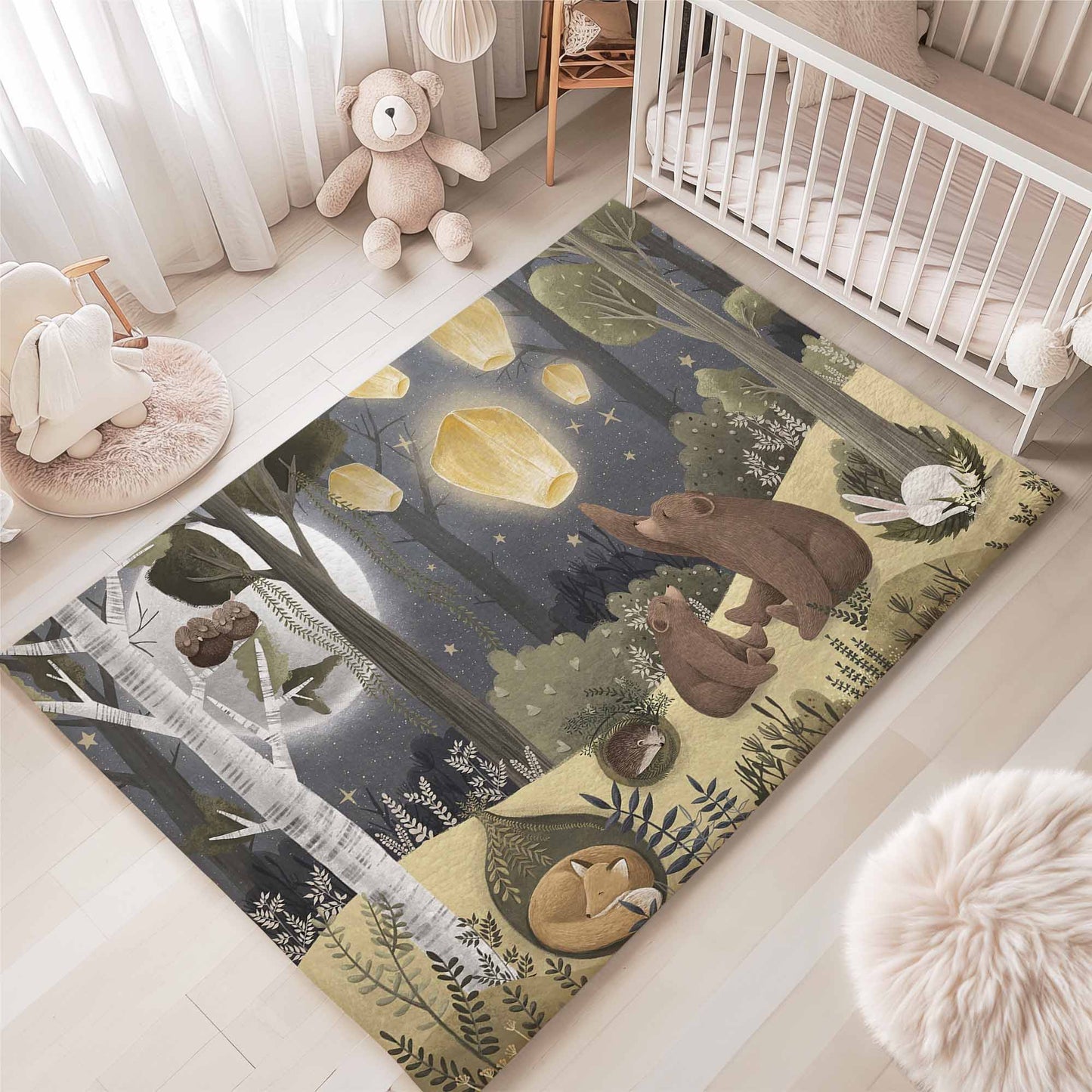 Woodland Bear Nursery Rug