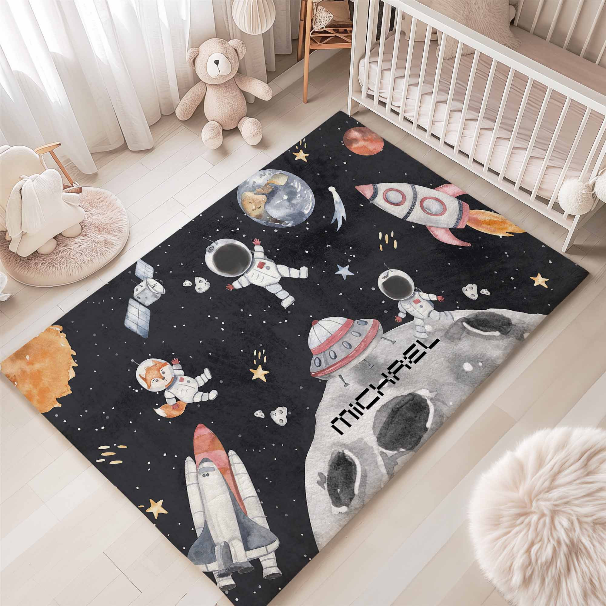 Moon Rover Play Rug Space Astronaut Playroom Rug – hugtorugs