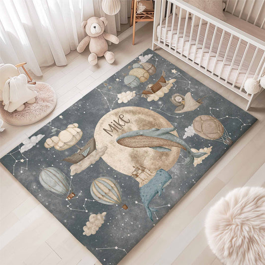 Whale Moon Nursery Rug