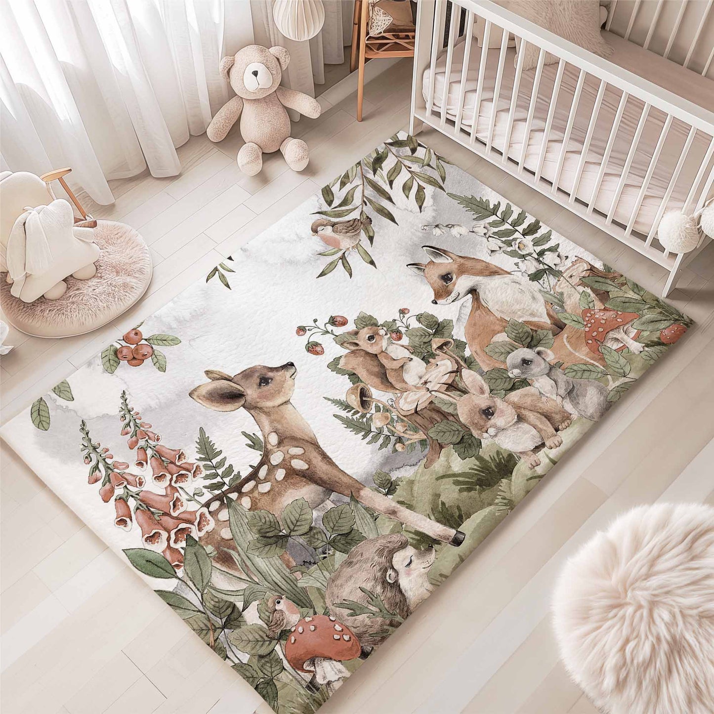 Woodland Animals Nursery Rug