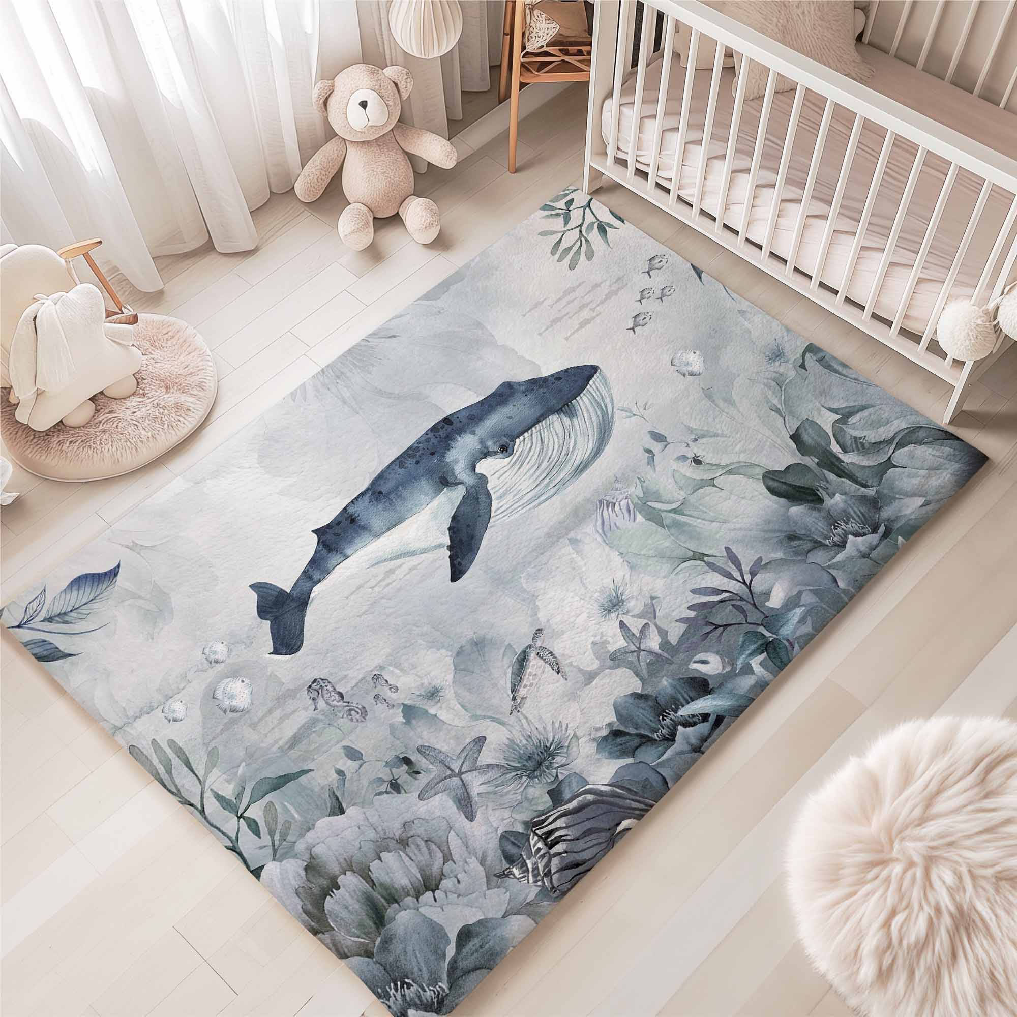 Ocean Whale Nursery Rug – hugtorugs