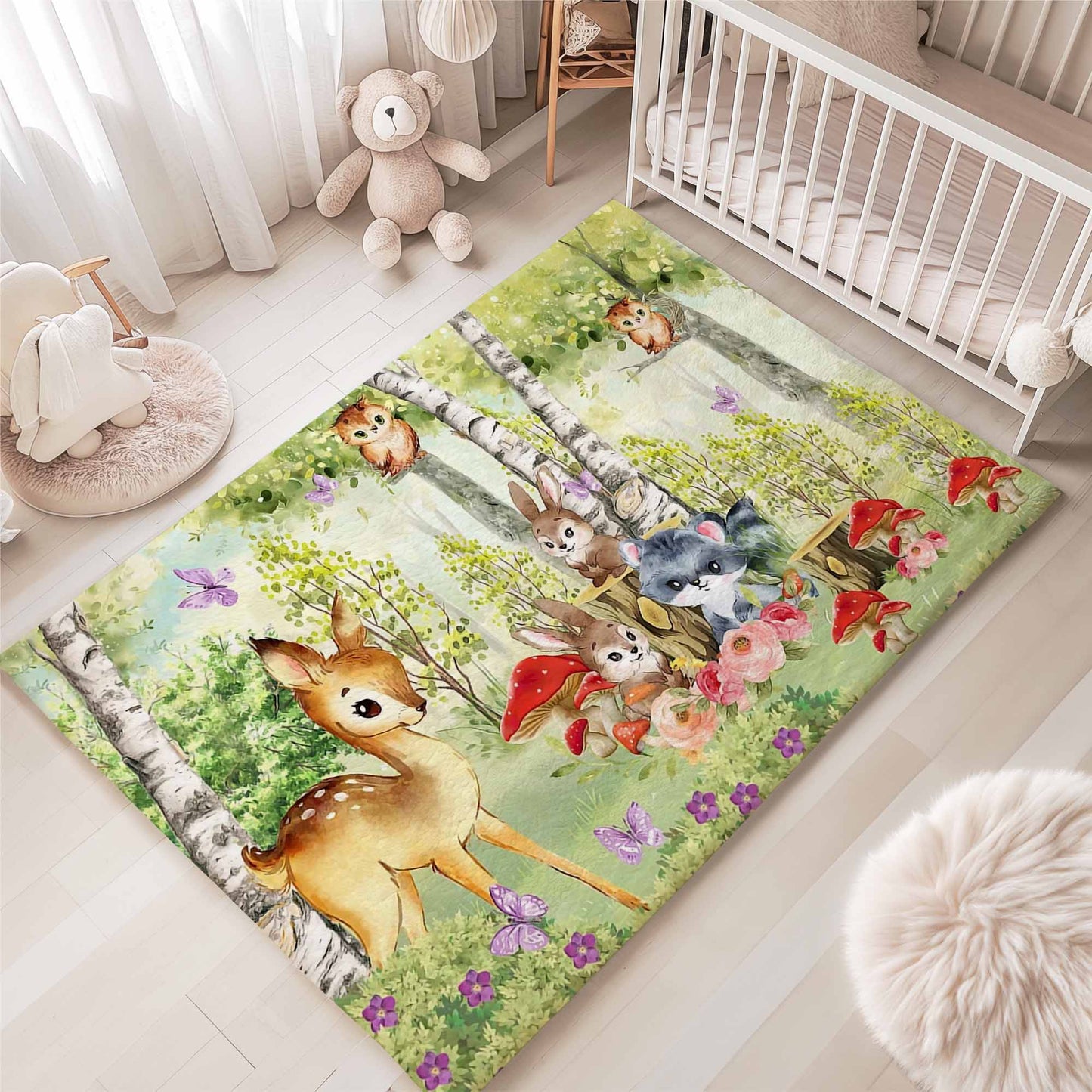 Woodland Animals Playroom Rug