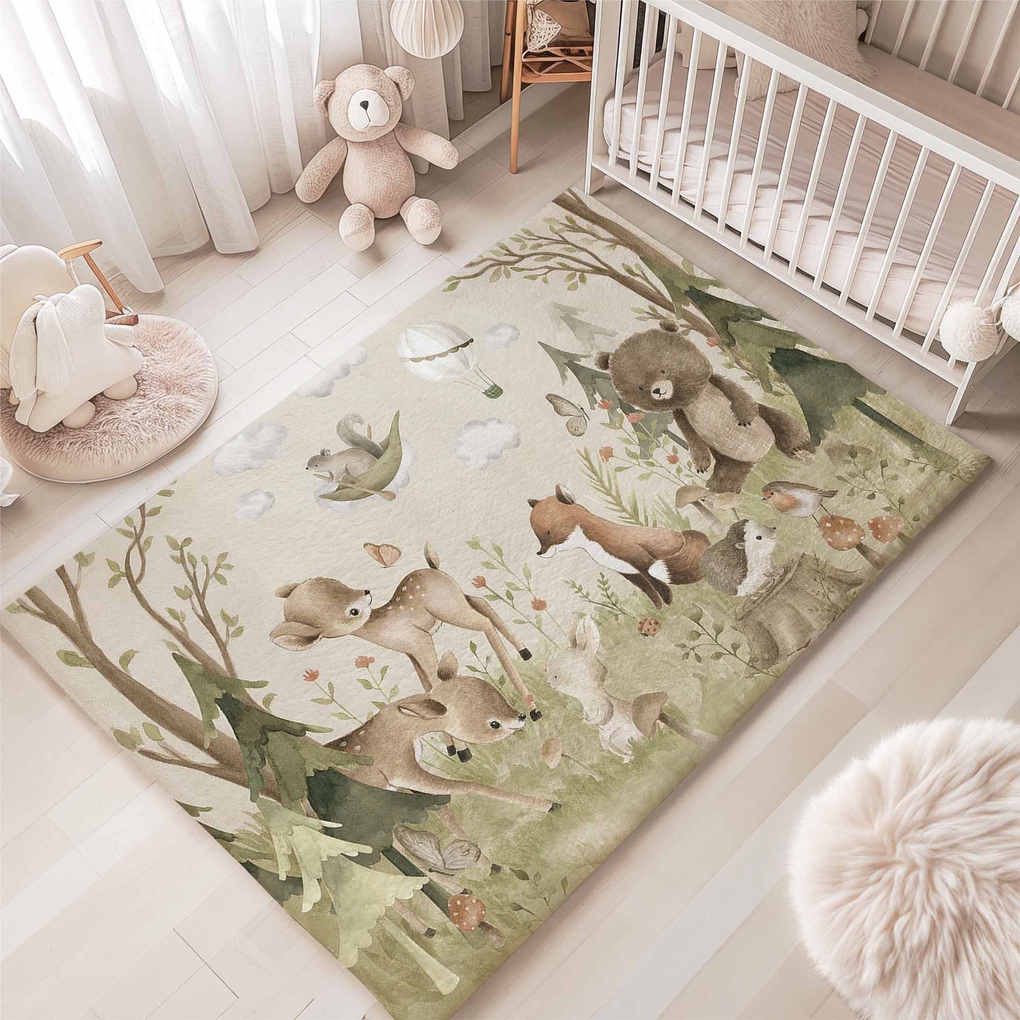 Woodland Animals Nursery Rug