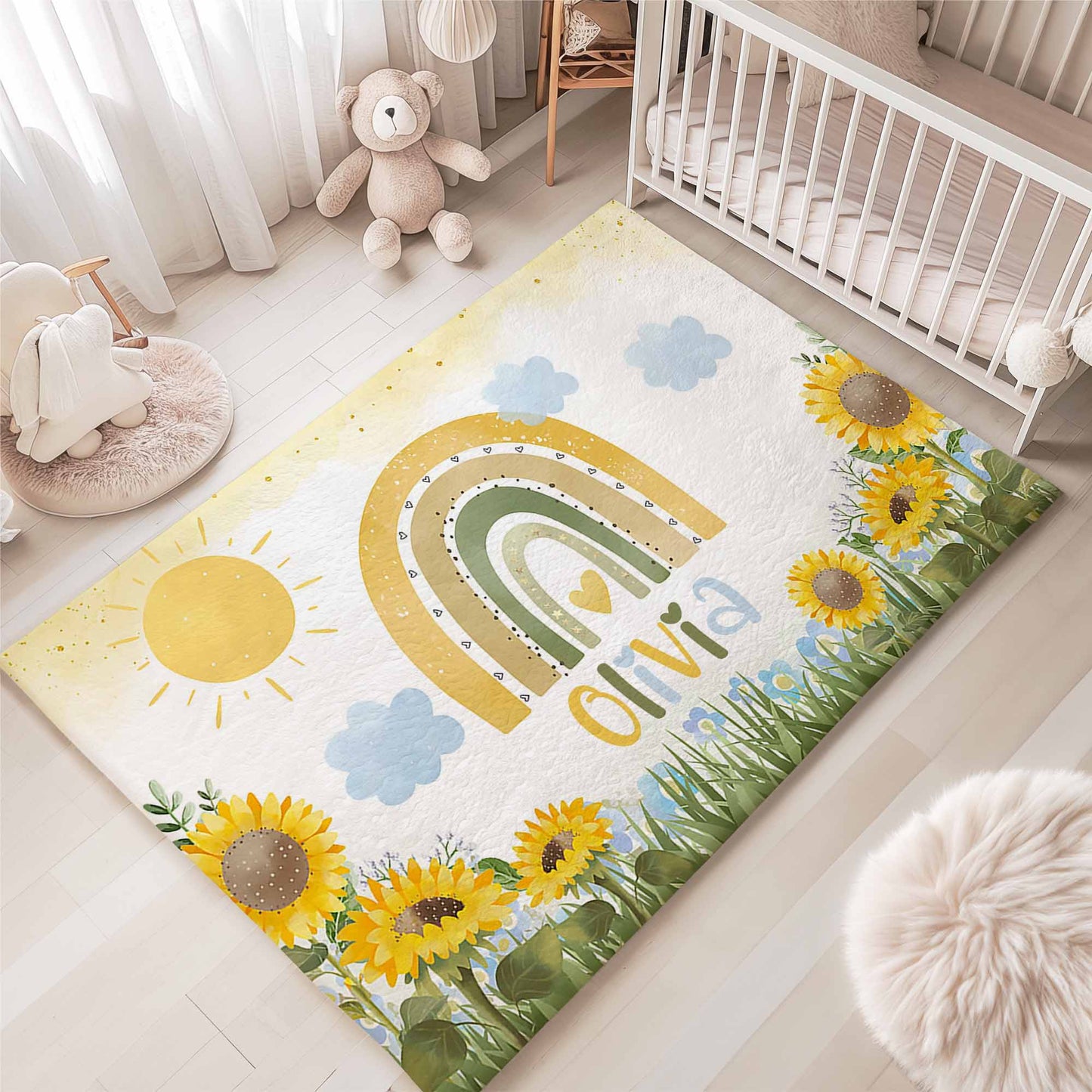 Sunflower Rainbow Nursery Rug