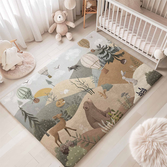 Mountain Animals Nursery Rug