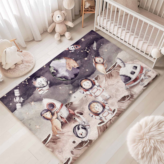 Astronaut Space Nursery Rug