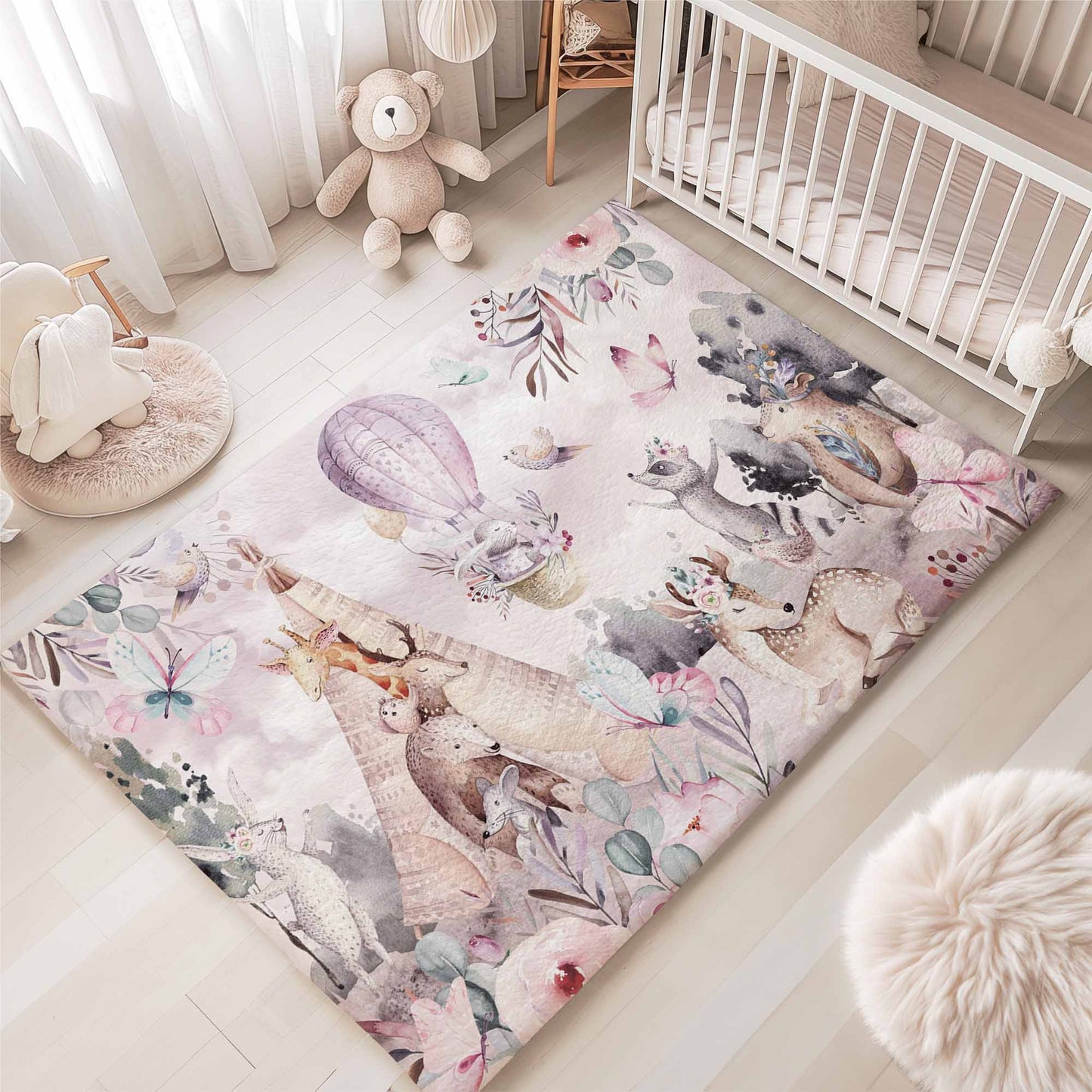Boho Animals Nursery Rug