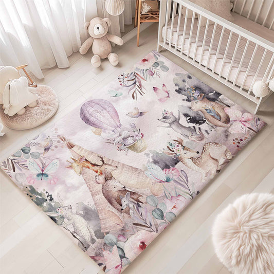 Boho Animals Nursery Rug