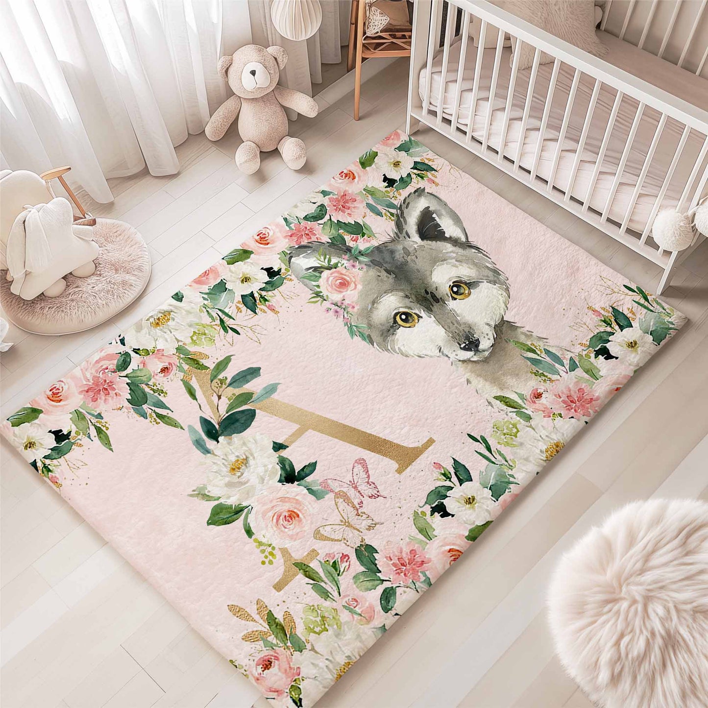 Wolf Rose Floral Rug