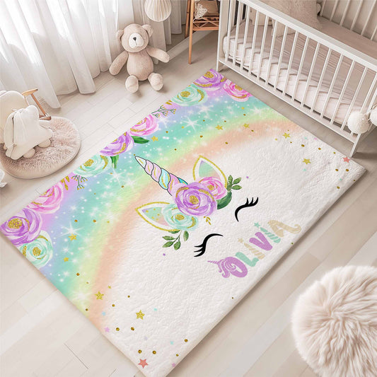 Rainbow Unicorn Nursery Rug