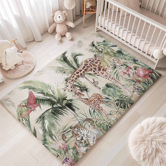 Safari Animals Kids Playroom Rug