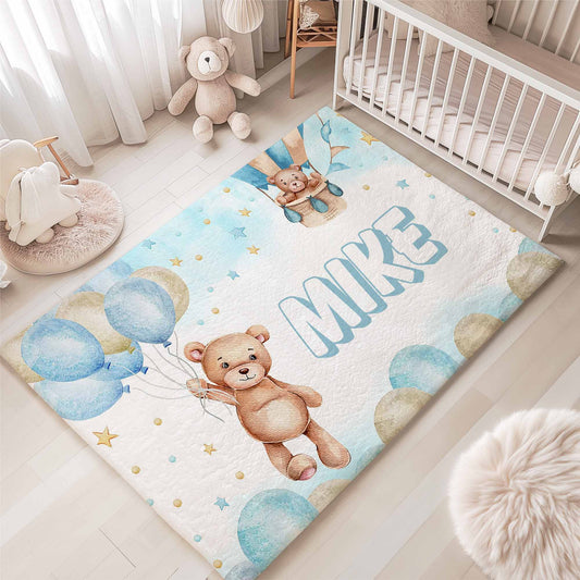 Balloon Teddy Bear Nursery Rug