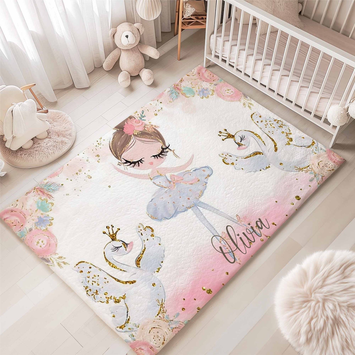 Swan Lake Ballerina Nursery Rug