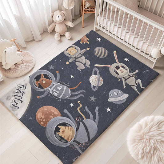 Astronaut Animal Nursery Rug