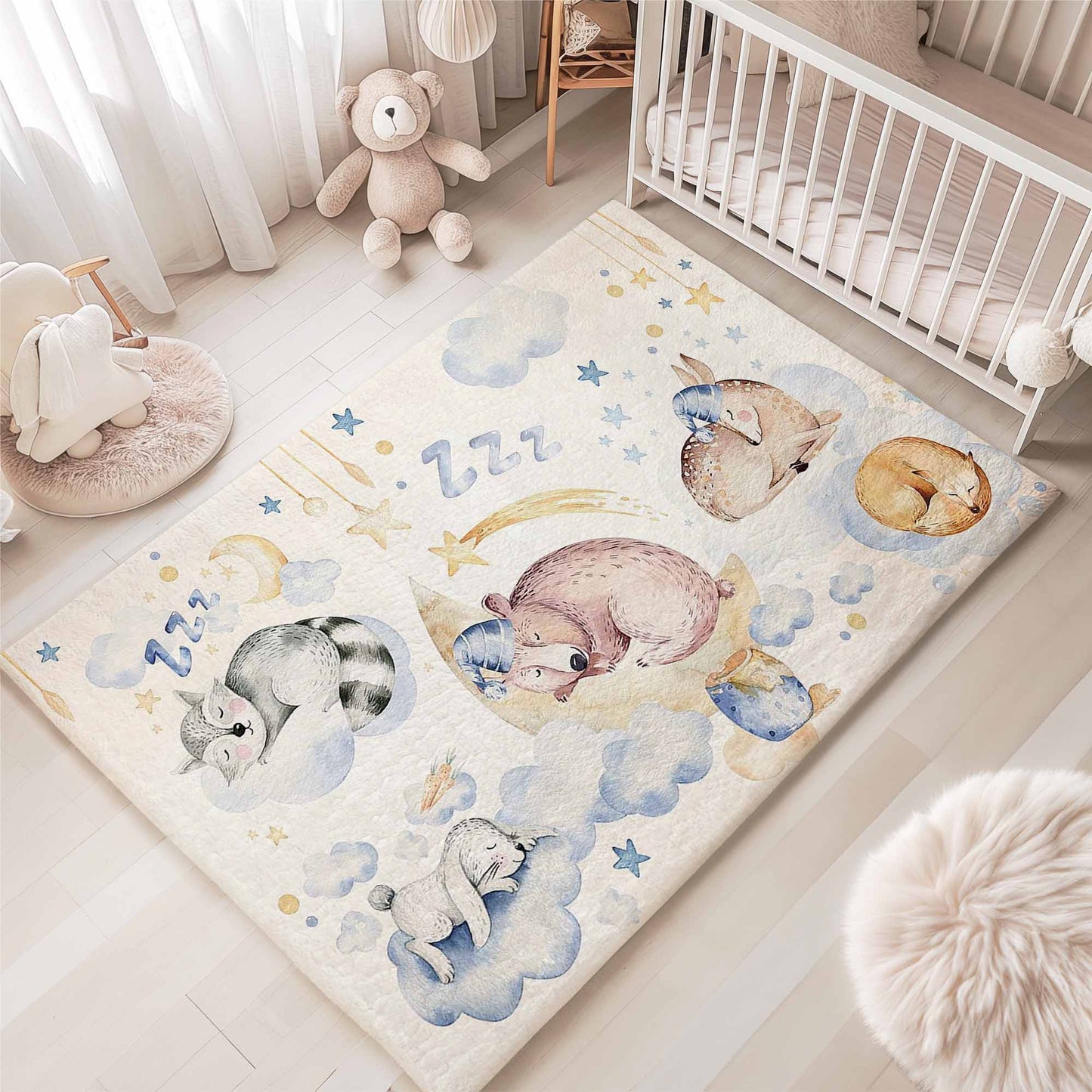 Sleeping Animals Nursery Rug