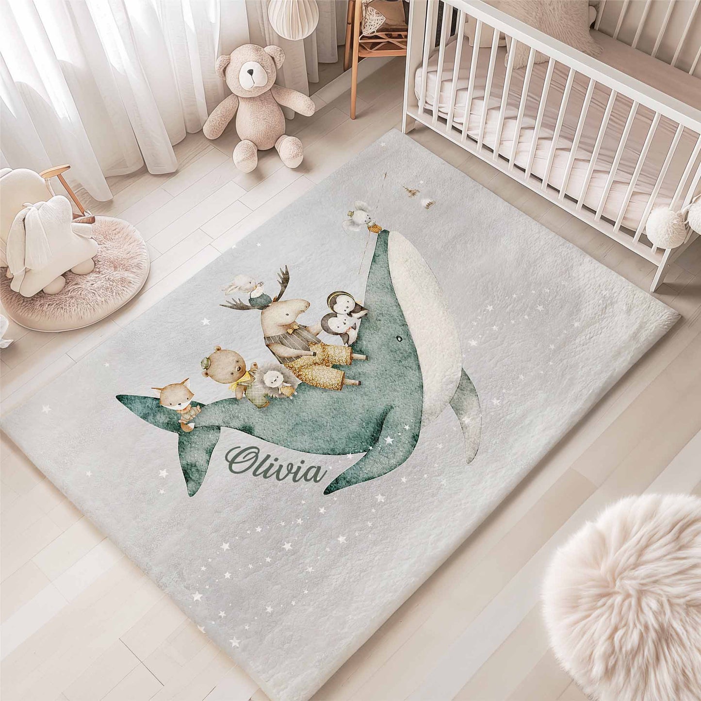 Whale and Friends Nursery Rug