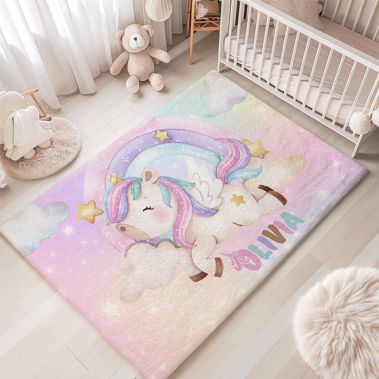 Rainbow Unicorn Playroom Rug