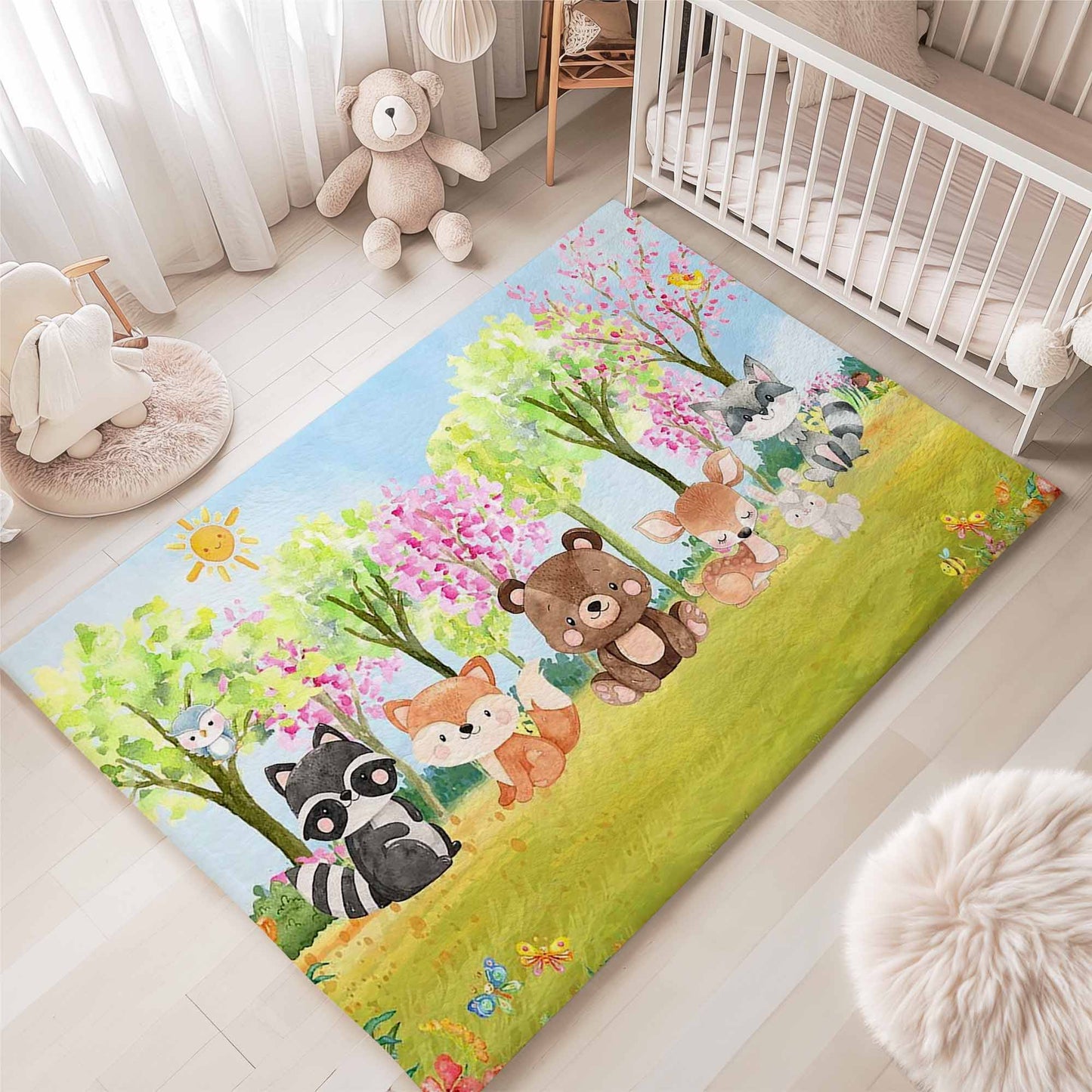 Woodland Animals Nursery Rug